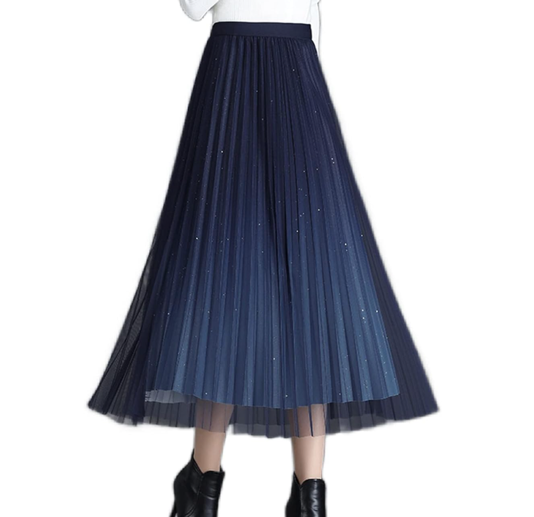 Dames Midi Rok - Geplooid Design - Semi-Transparant - Gelaagde Elegante Stijl