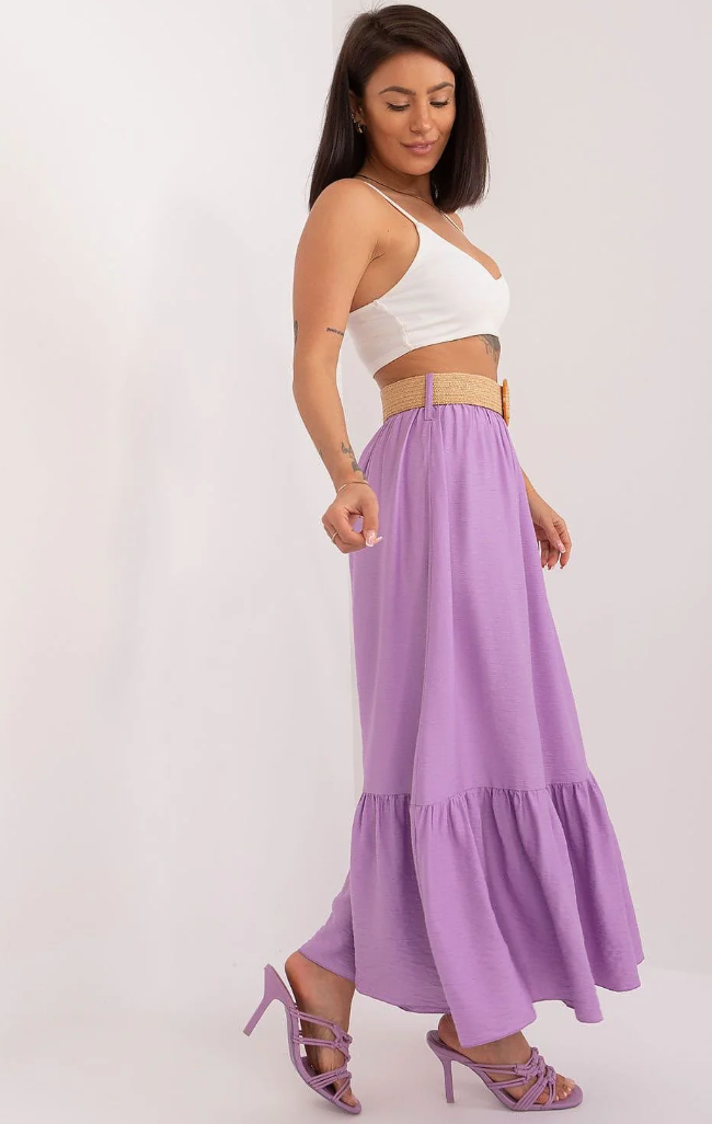 Lila maxi-rok met volant