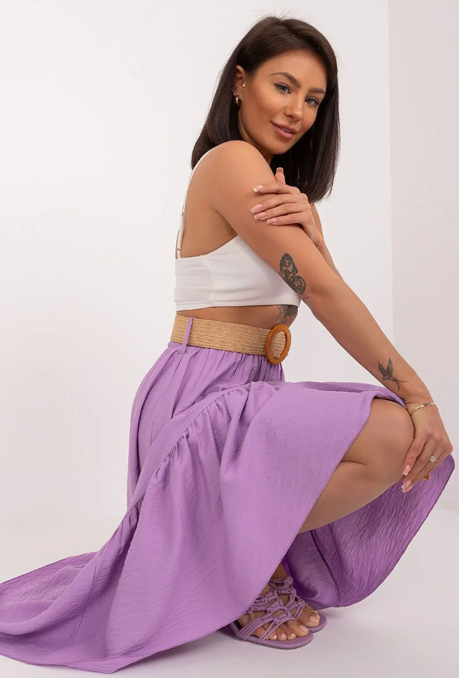 Lila maxi-rok met volant