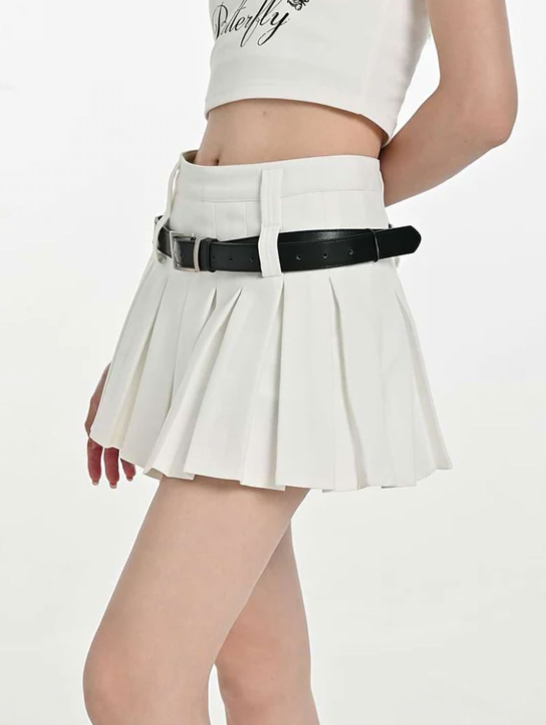 Geplooide high-waist mini rok