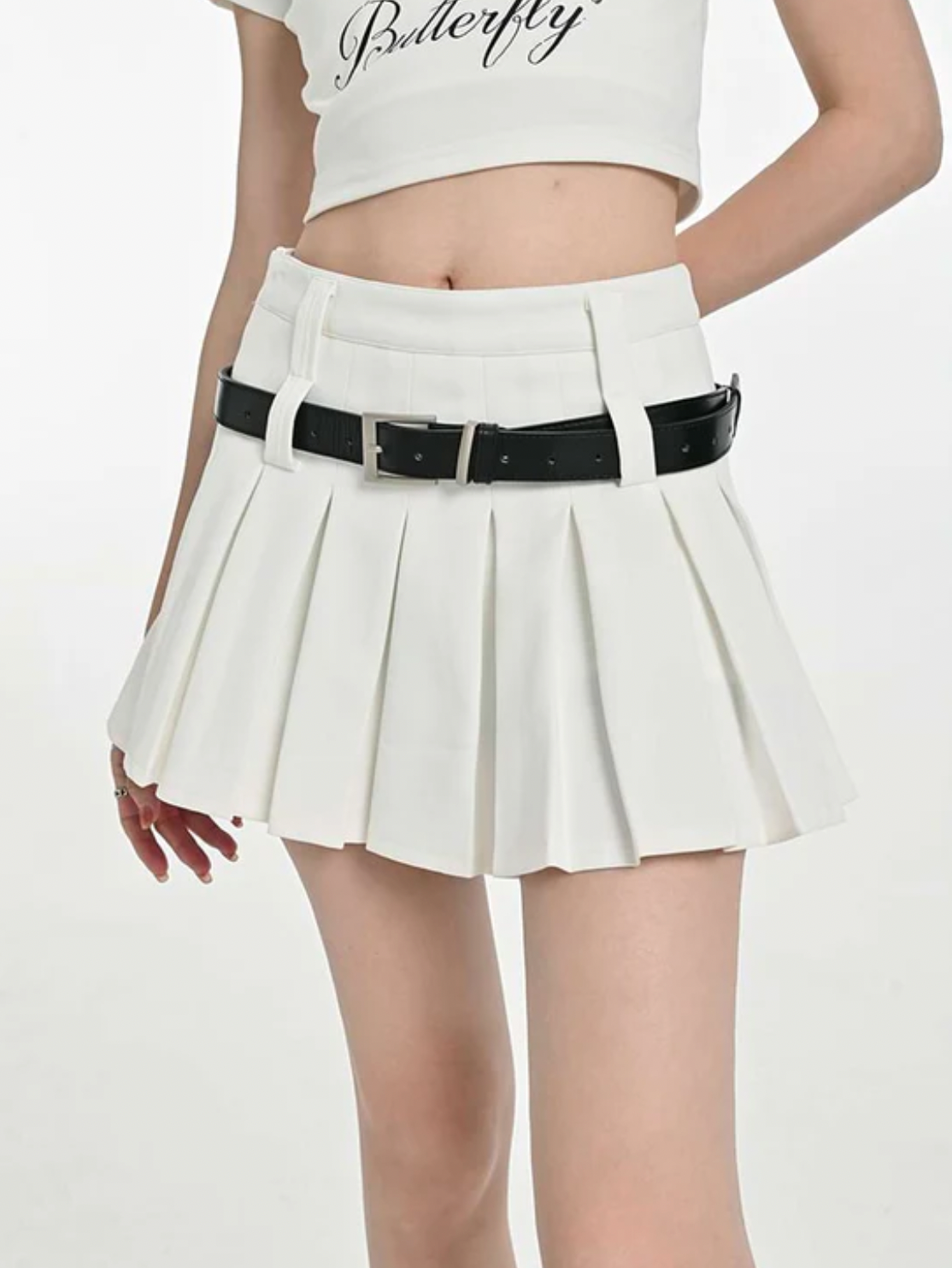 Geplooide high-waist mini rok