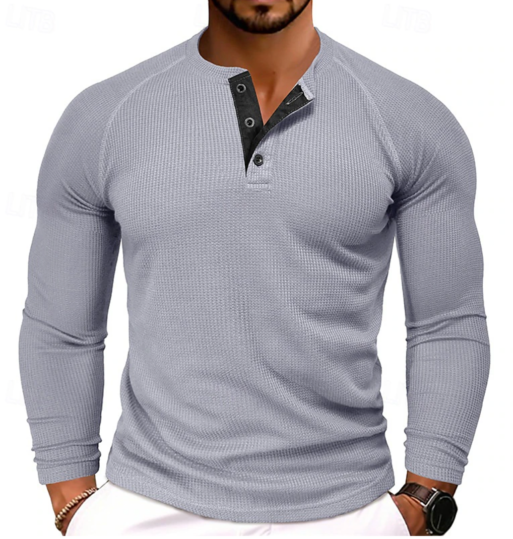 Liam | Henley Shirt Met Lange Mouwen