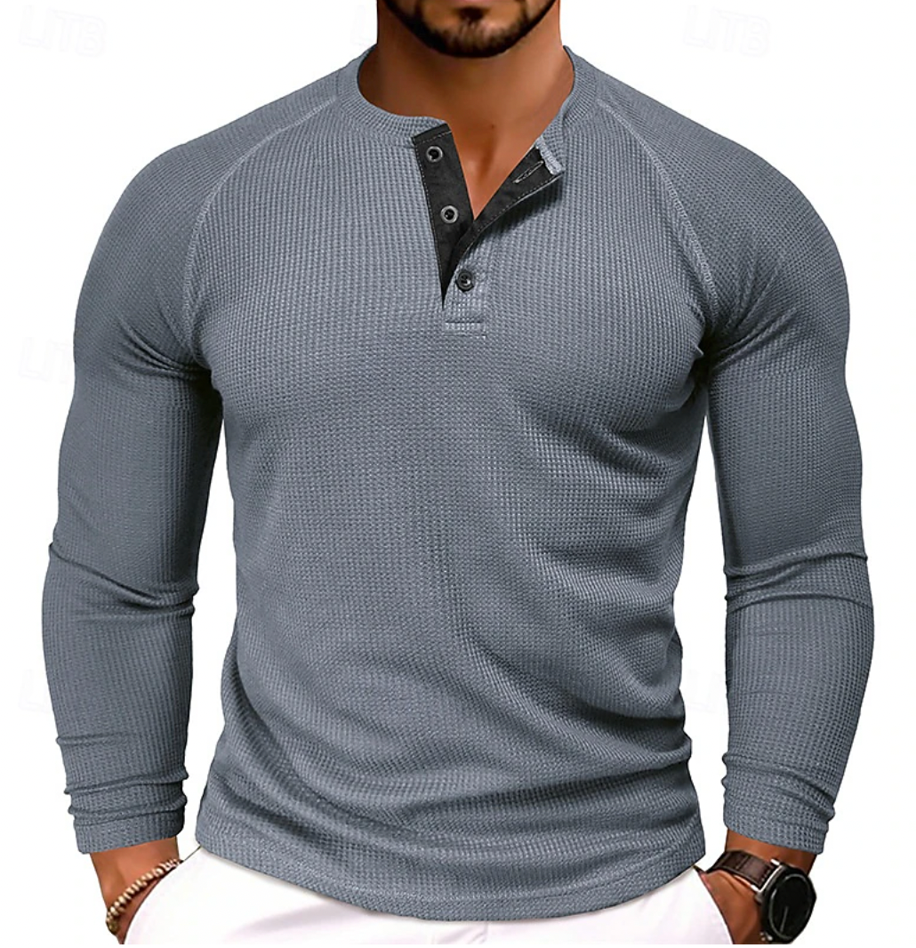 Liam | Henley Shirt Met Lange Mouwen