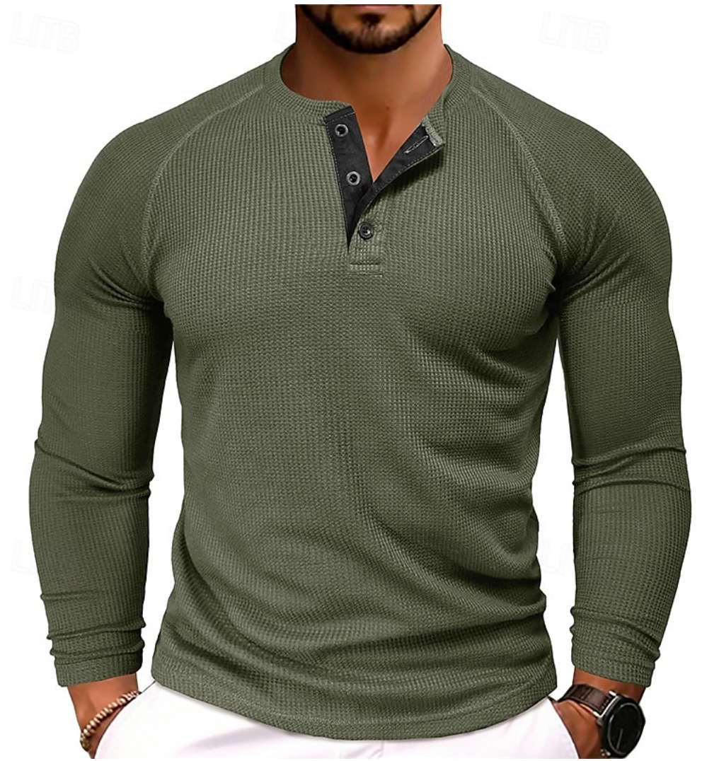 Liam | Henley Shirt Met Lange Mouwen