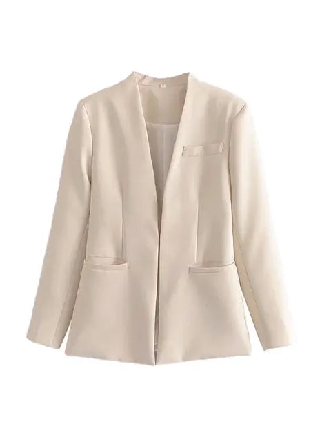 Dames Pakset – Getailleerde Blazer met Enkelvoudige Sluiting – Hoge Taille Pantalon