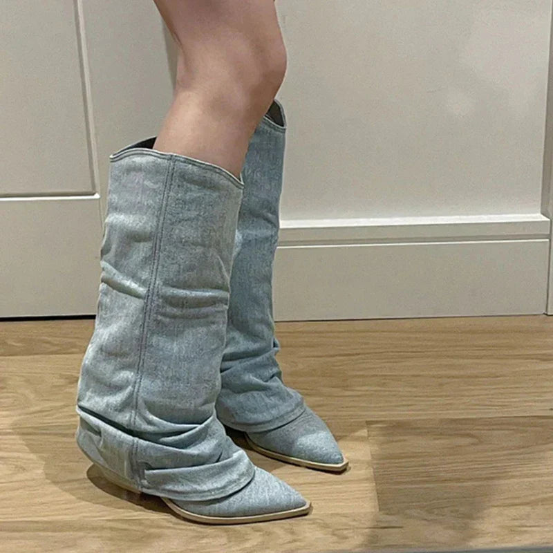trendy Denim Cowboylaarzen voor dames