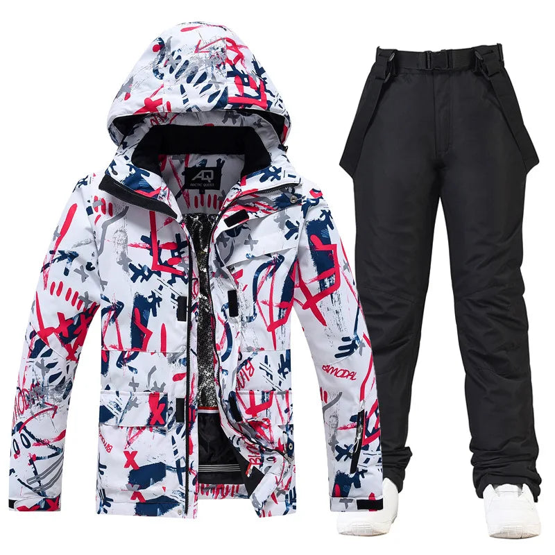 Unisex Ski Set - Waterdicht Jack met Capuchon en Sneeuwbroek met Verstelbare Bandjes