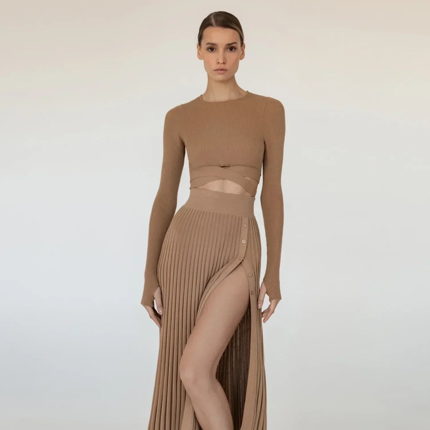Elegant Tweedelig Gebreid Ensemble