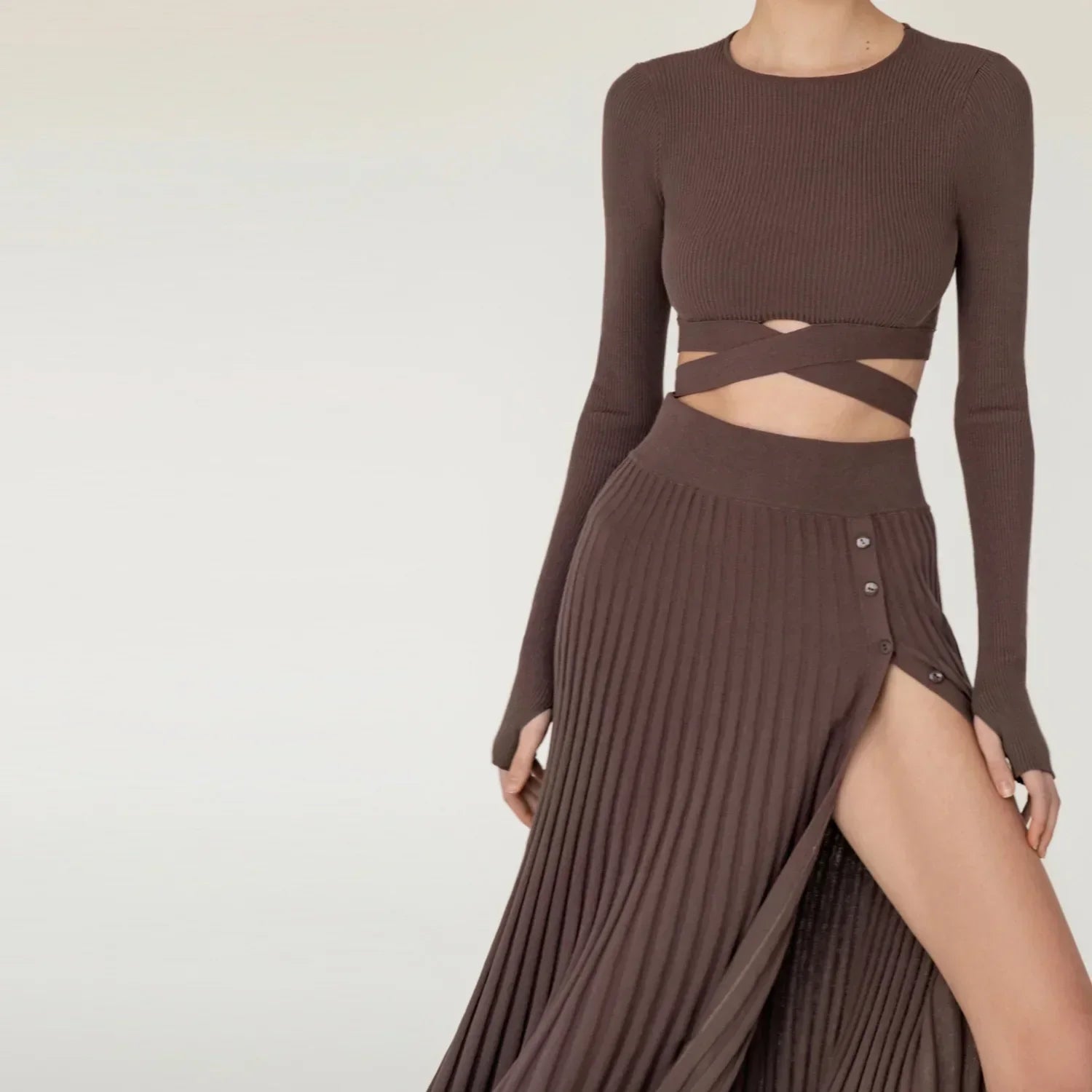Elegant Tweedelig Gebreid Ensemble