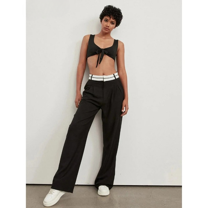 Dames Pantalon - Hoge Taille - Wijde Pijpen - Met Plissé - Comfortabele Pasvorm