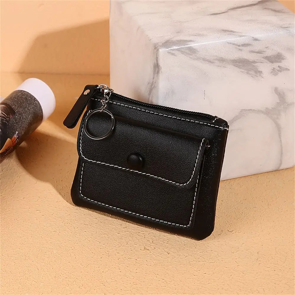 Unisex Portemonnee - Compact Design - PU Leer - Ritssluiting - Sleutelhanger Ring