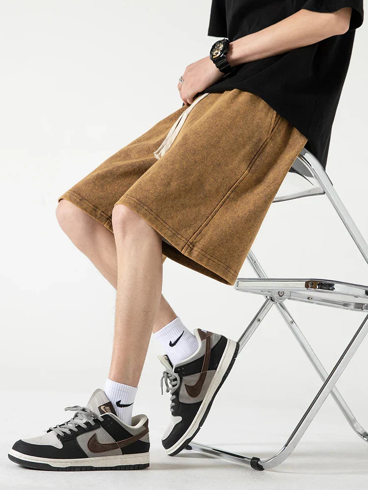 Men's Shorts – Relaxed Fit – Breathable Fabric – Elastic Waistband with Drawstring