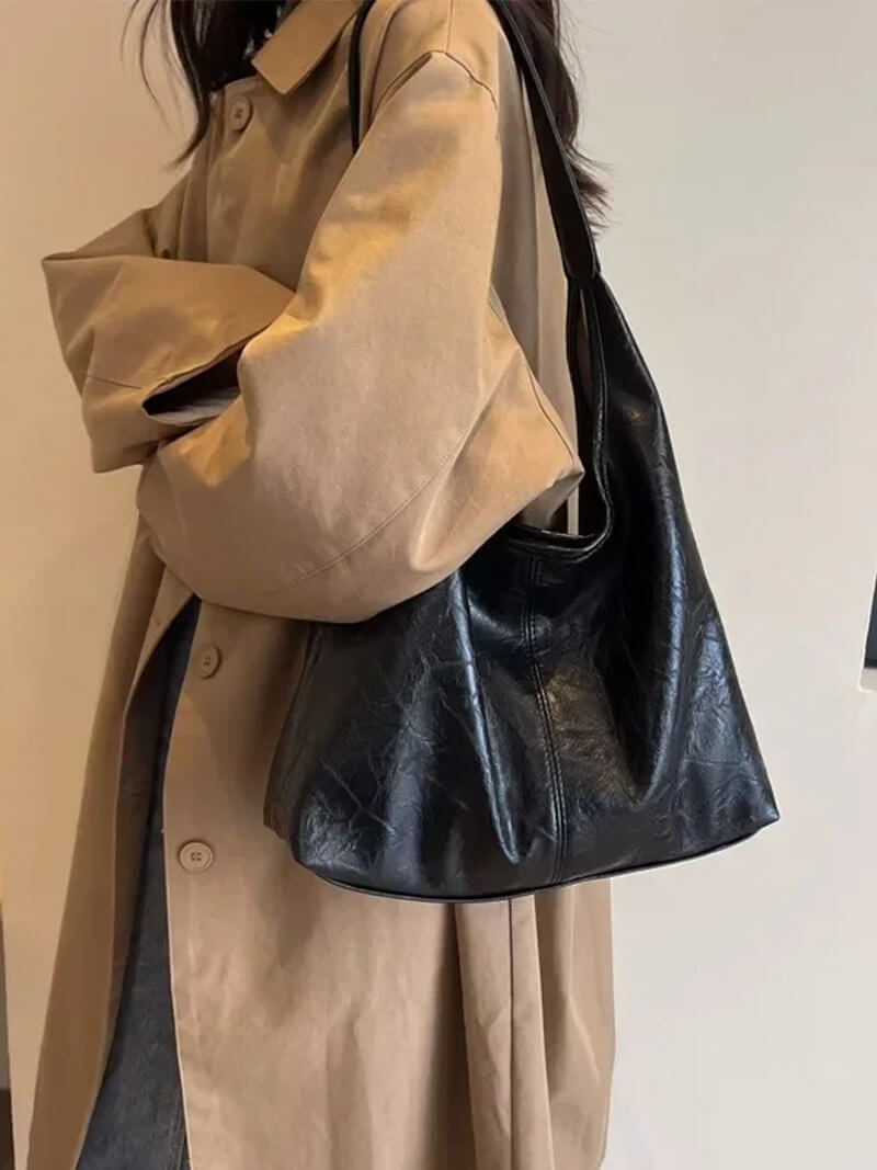 Minimalistische schoudertas dames - stijlvolle leren tas