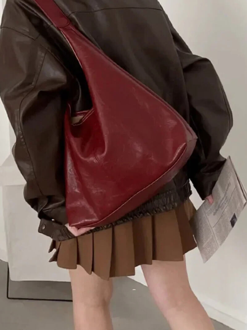 Minimalistische schoudertas dames - stijlvolle leren tas