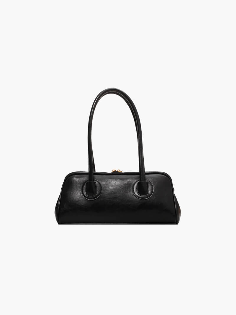 Strakke leren schoudertas dames - klassieke vintage look