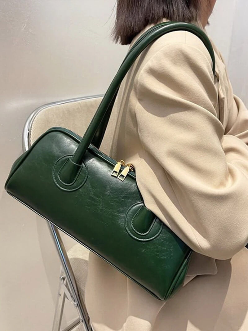 Strakke leren schoudertas dames - klassieke vintage look