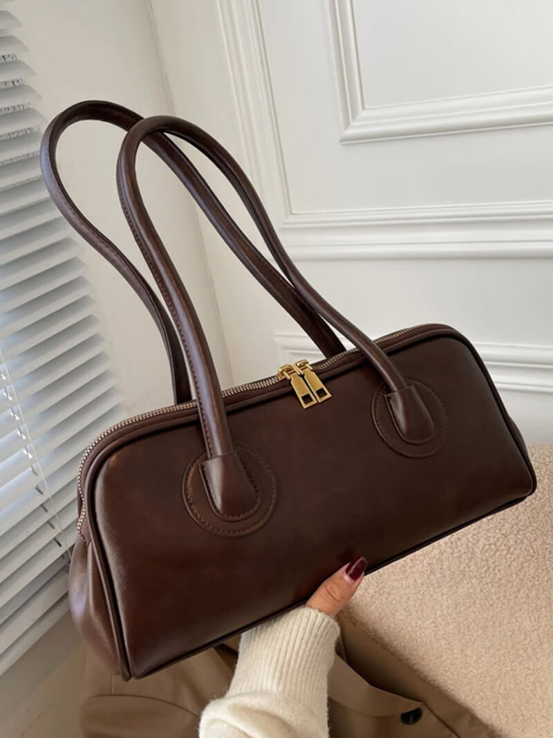 Strakke leren schoudertas dames - klassieke vintage look