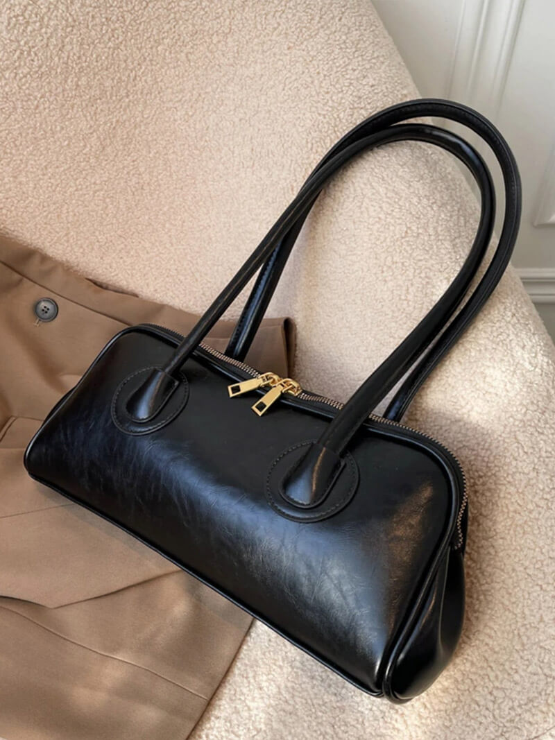 Strakke leren schoudertas dames - klassieke vintage look