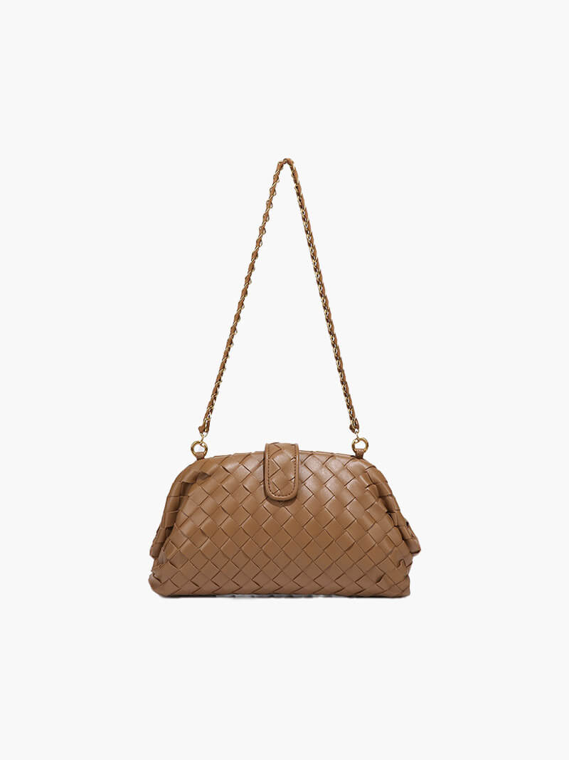 Geweven schoudertas voor dames - leren en elegante tas