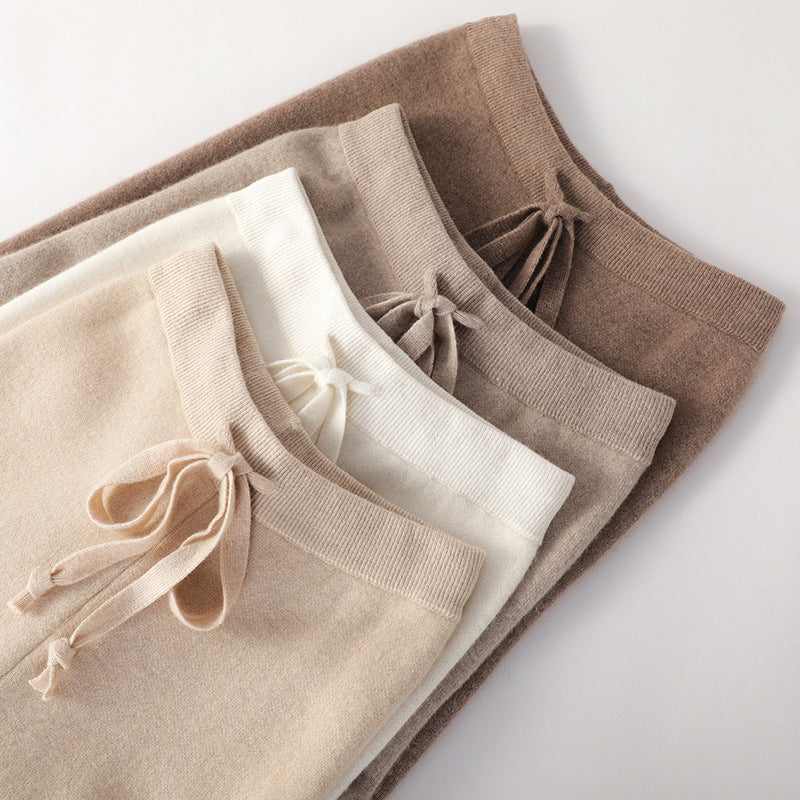 Isabella Relaxed Fit Pants | Ribbed Waistband Drawstring Pants