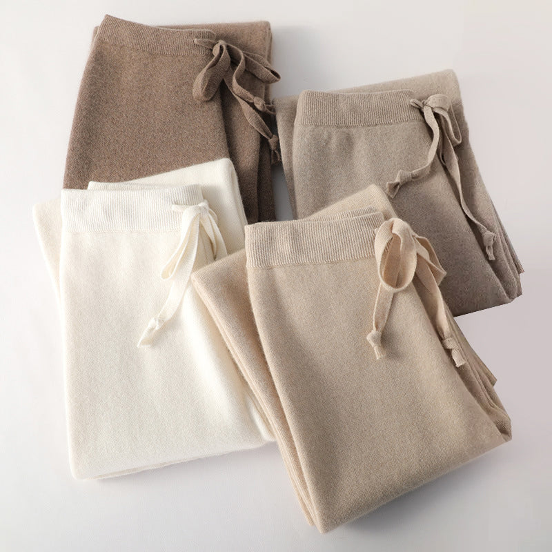 Isabella Relaxed Fit Pants | Ribbed Waistband Drawstring Pants