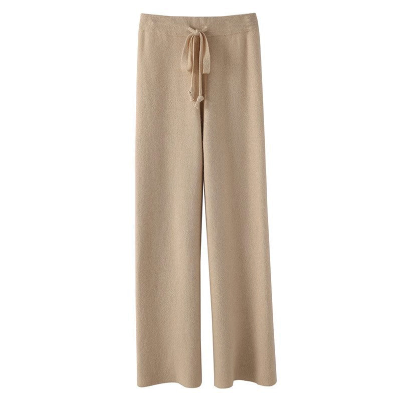 Isabella Relaxed Fit Pants | Ribbed Waistband Drawstring Pants