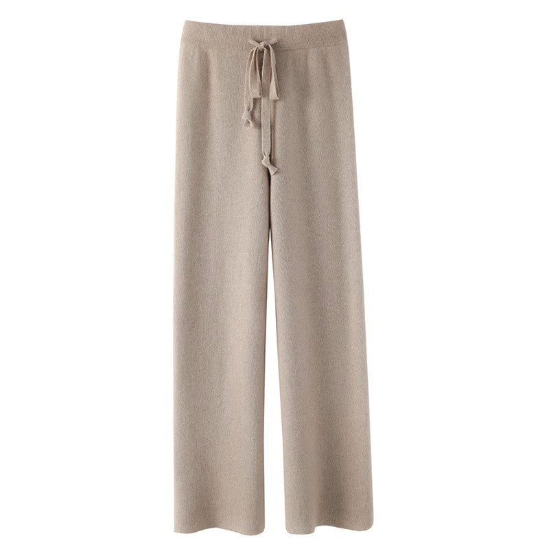 Isabella Relaxed Fit Pants | Ribbed Waistband Drawstring Pants