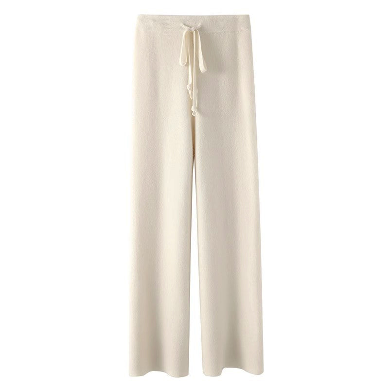 Isabella Relaxed Fit Pants | Ribbed Waistband Drawstring Pants