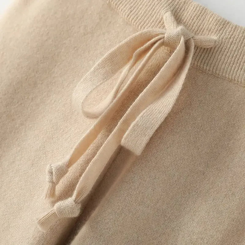 Isabella Relaxed Fit Pants | Ribbed Waistband Drawstring Pants