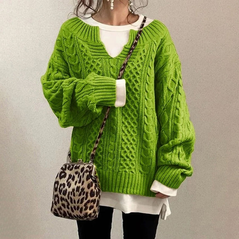 Oversized gebreide trui met unieke kabelpatroon