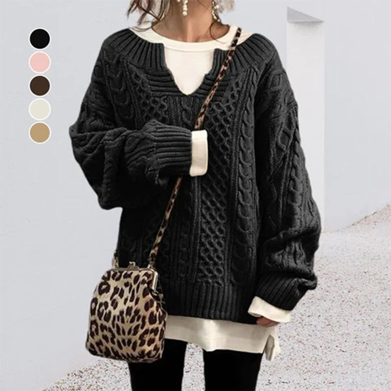 Oversized gebreide trui met unieke kabelpatroon