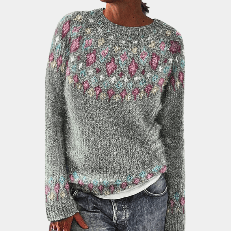 Warme wollen trui met unieke prints
