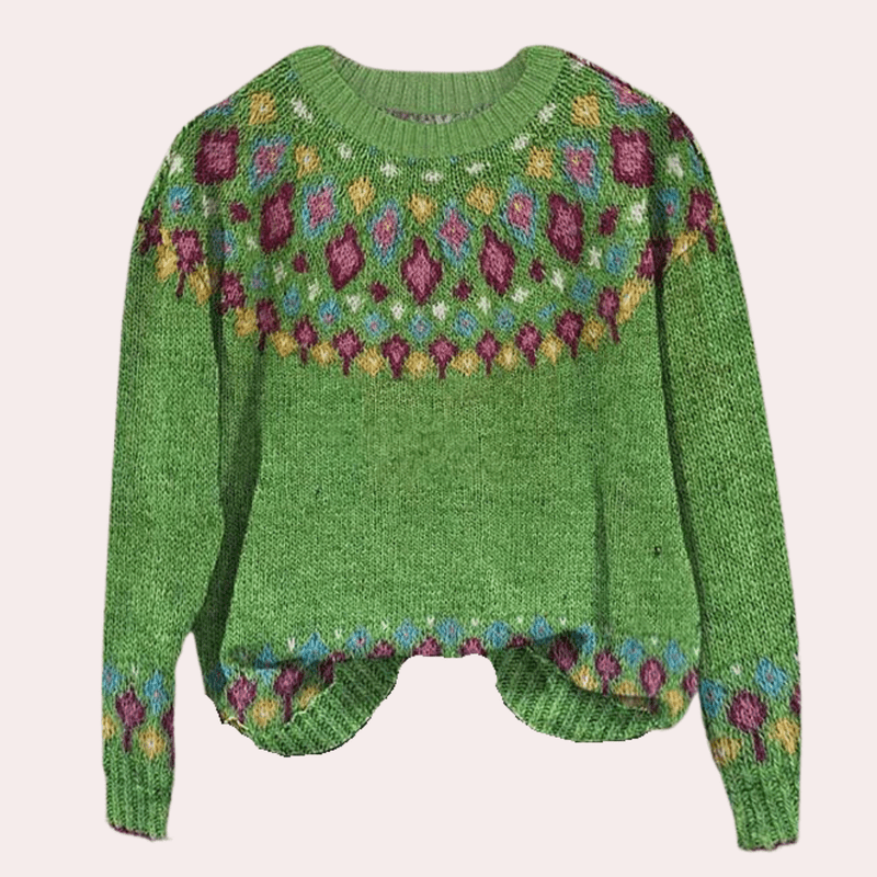 Warme wollen trui met unieke prints