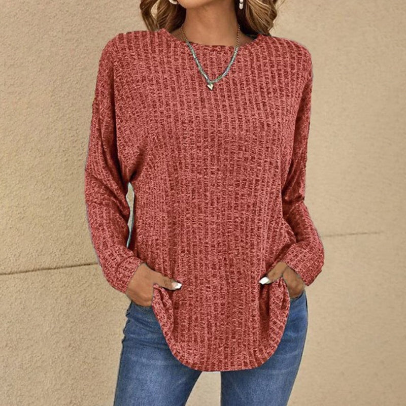 Dames Gebreide Trui – Relaxed Fit – Ronde Hals – Lange Mouwen – Met Zakken
