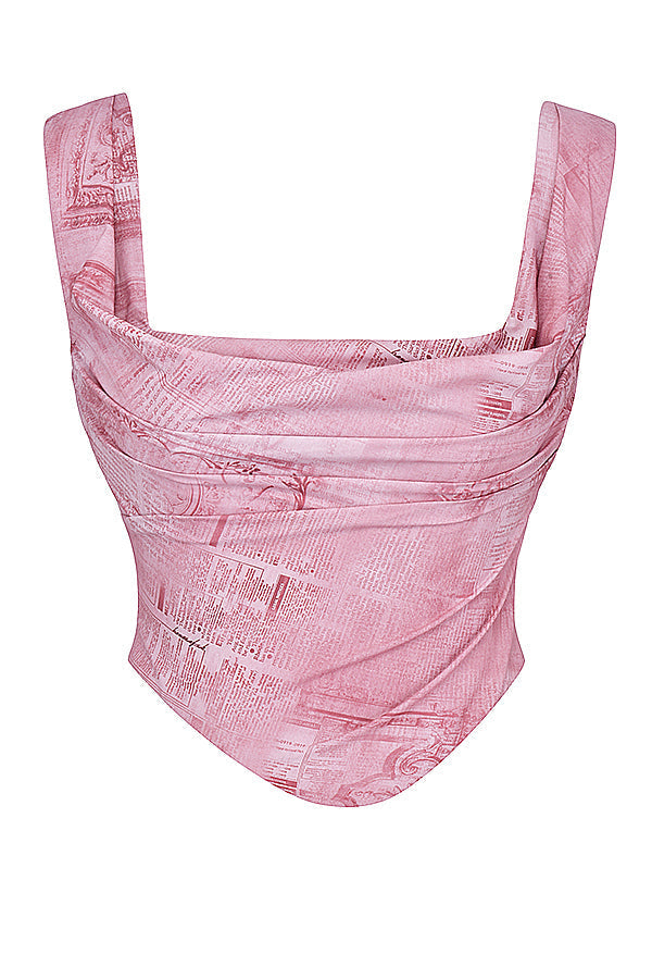 Trendy roze korset met print