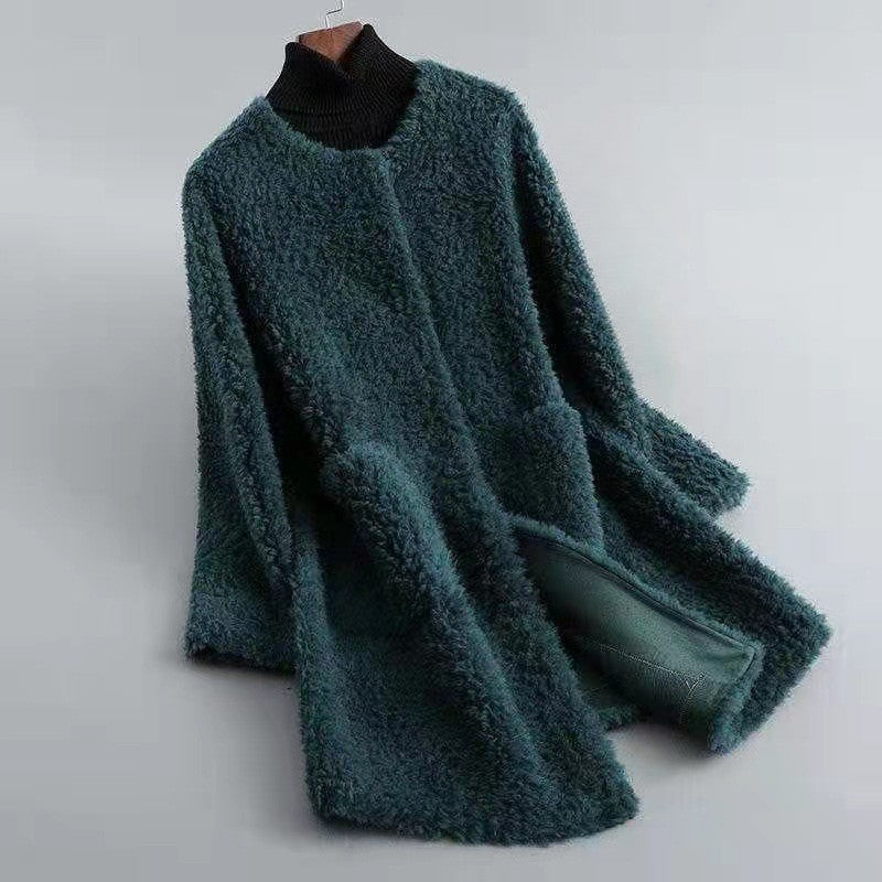 Isabella Oversized Shearling Coat | Patch Pockets Open Front Coat