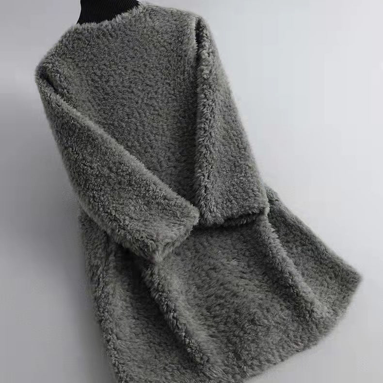 Isabella Oversized Shearling Coat | Patch Pockets Open Front Coat