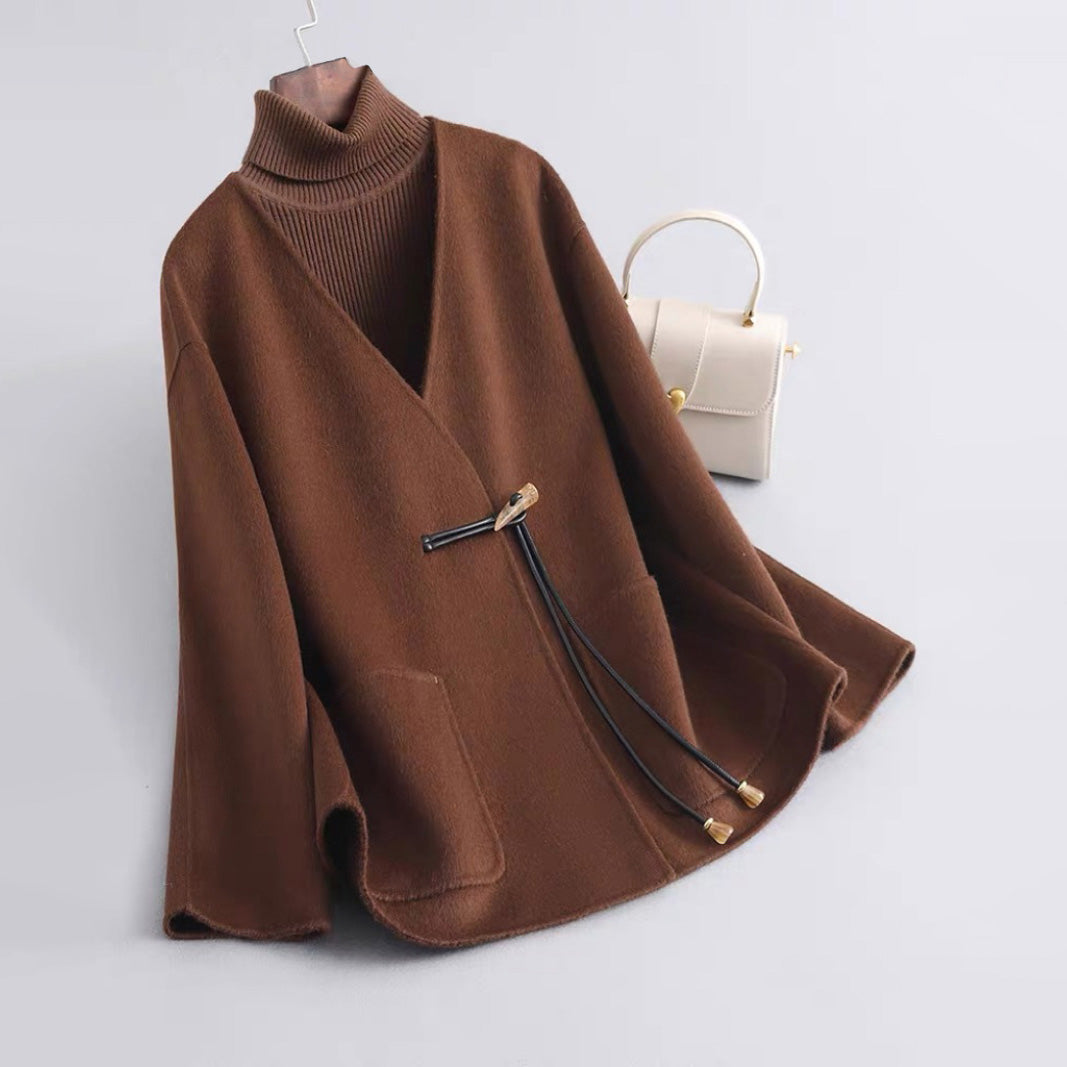 Olivia Draped Cape Coat | Toggle Closure Hip-Length Coat