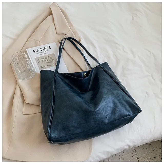 Leren tote bag - ruime bruine dames handtas