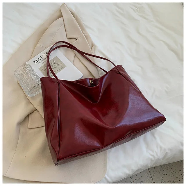 Leren tote bag - ruime bruine dames handtas