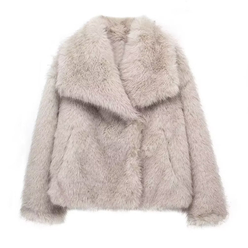 Isabella Relaxed Fit Coat | Fur Trim Oversized Collar Coat