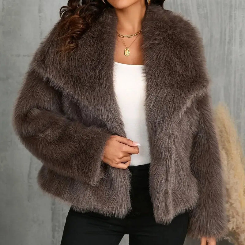 Isabella Relaxed Fit Coat | Fur Trim Oversized Collar Coat