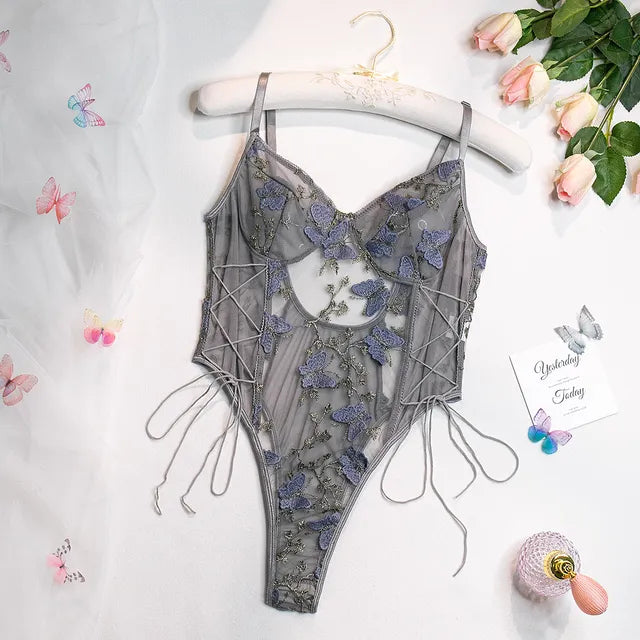 Amélie | Geborduurde Vlinder Bodysuit