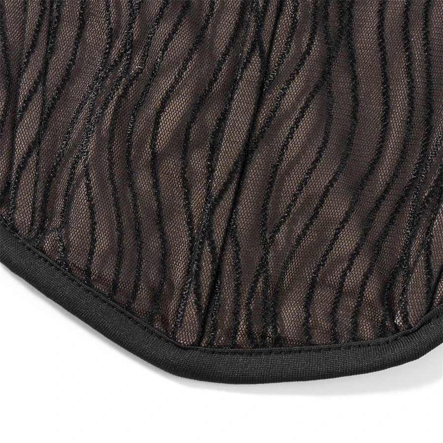 Zachte Mesh Cropped Korset met Golvend Design