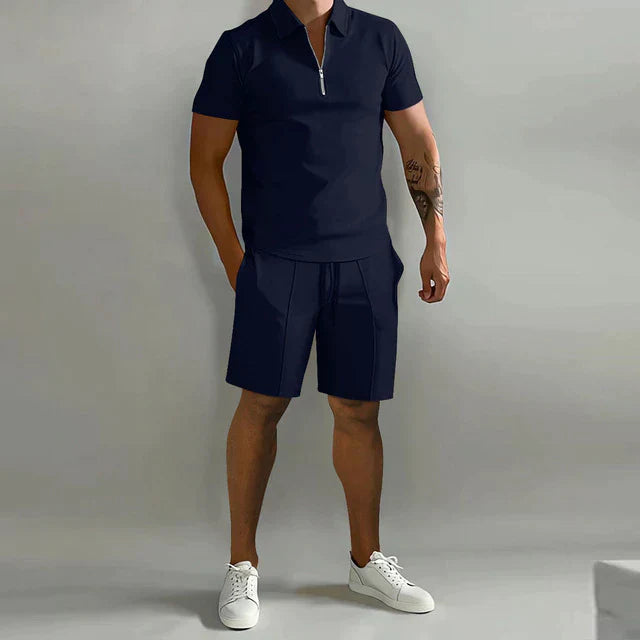 Men's set polo and short – Slim Fit top – Relaxed Fit short – Zip closure – Breathable
