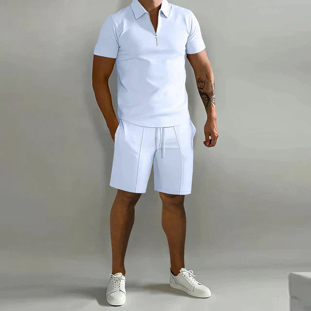 Men's set polo and short – Slim Fit top – Relaxed Fit short – Zip closure – Breathable