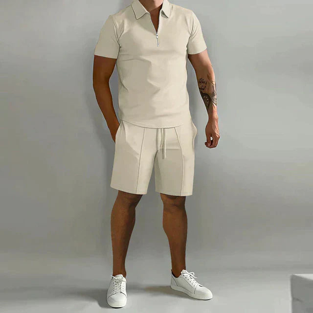 Men's set polo and short – Slim Fit top – Relaxed Fit short – Zip closure – Breathable
