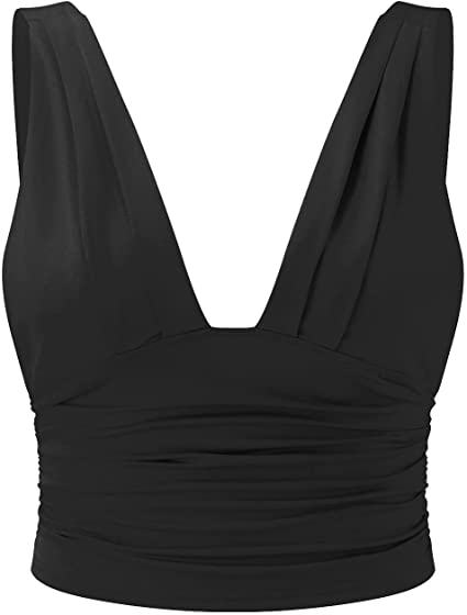 Dames Top – Mouwloos – Diepe V-hals – Getailleerd – Elastische Slim Fit
