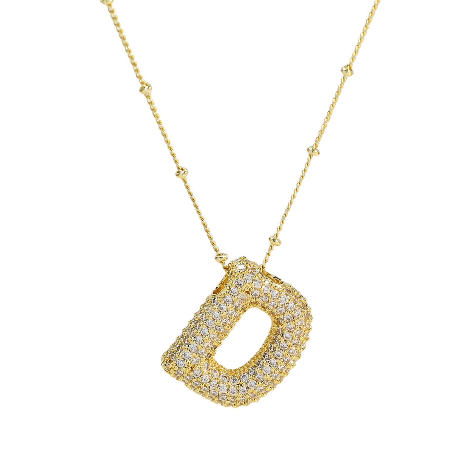 Diamond Bubble Initial Necklace