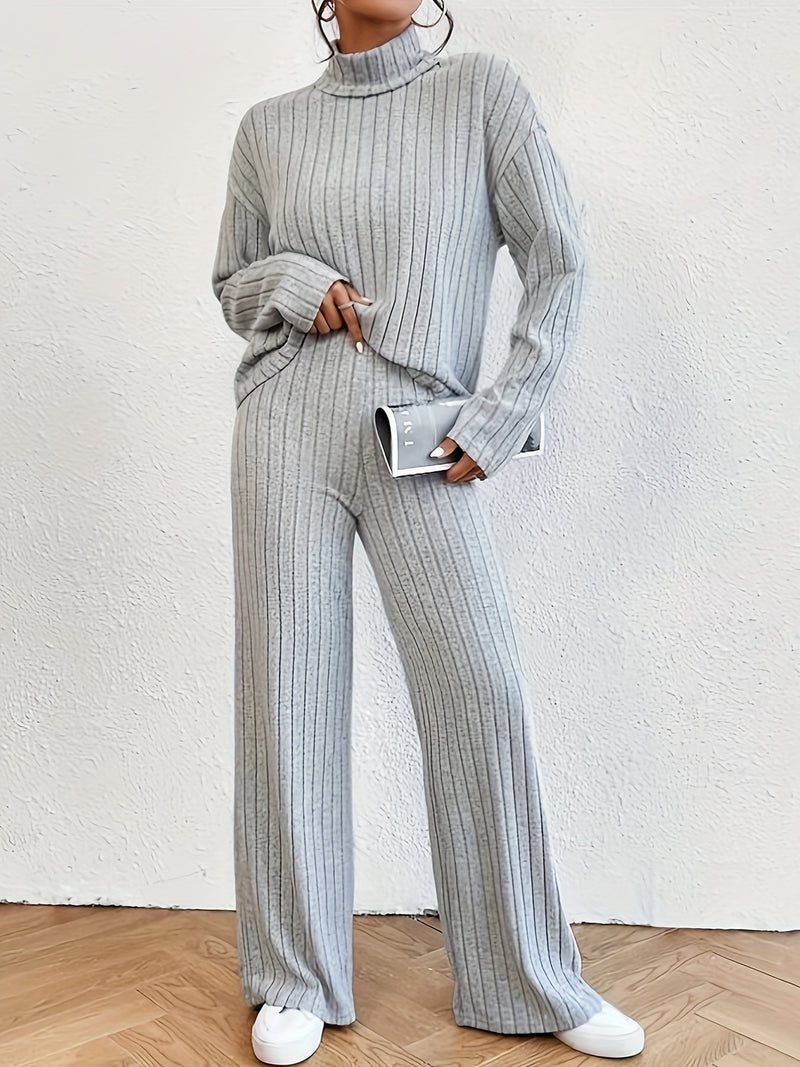 Maja – Comfortabele Set met Turtleneck Bovenkant en Flared Broek voor Dames